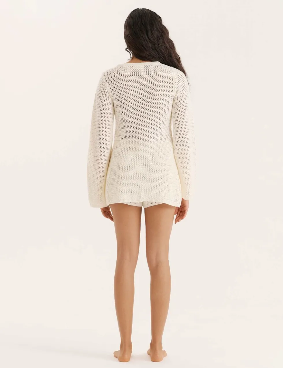 Cotton Blend Open Knit Beach Shorts