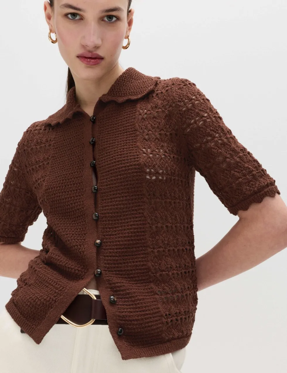 Cotton Blend Open Stitch Cardigan