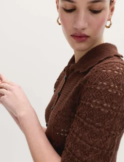 Cotton Blend Open Stitch Cardigan