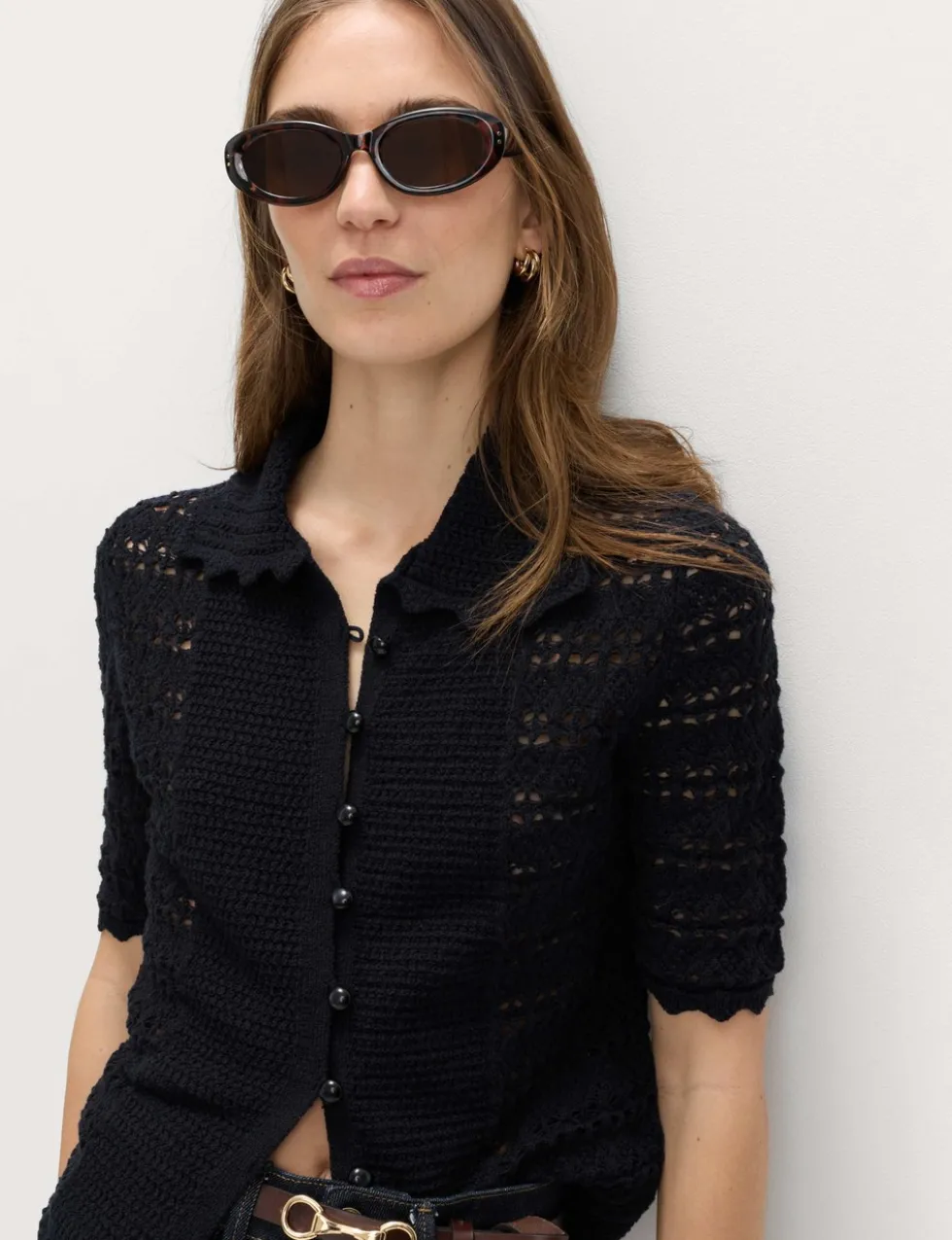 Cotton Blend Open Stitch Cardigan