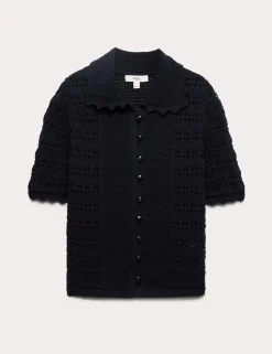 Cotton Blend Open Stitch Cardigan
