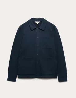Cotton Blend Pique Overshirt