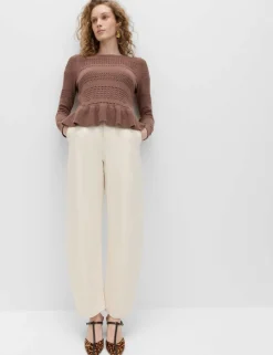 Cotton Blend Pointelle Ruffle Jumper