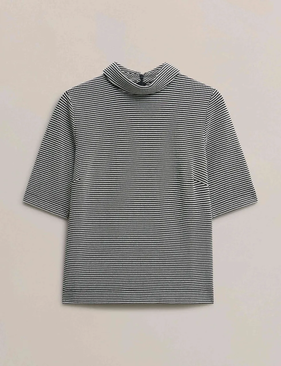 Cotton Blend Polka Dot High Neck Top