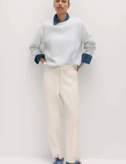 Cotton Blend Pull On Tapered Trousers
