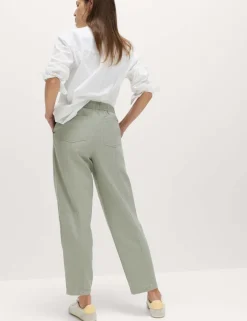 Cotton Blend Pull On Tapered Trousers