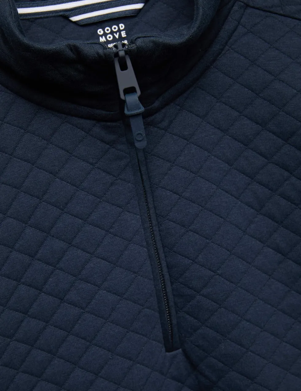 Cotton Blend Quilted Funnel Neck Sweatshirt