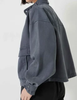 Cotton Blend Relaxed Utility Jacket
