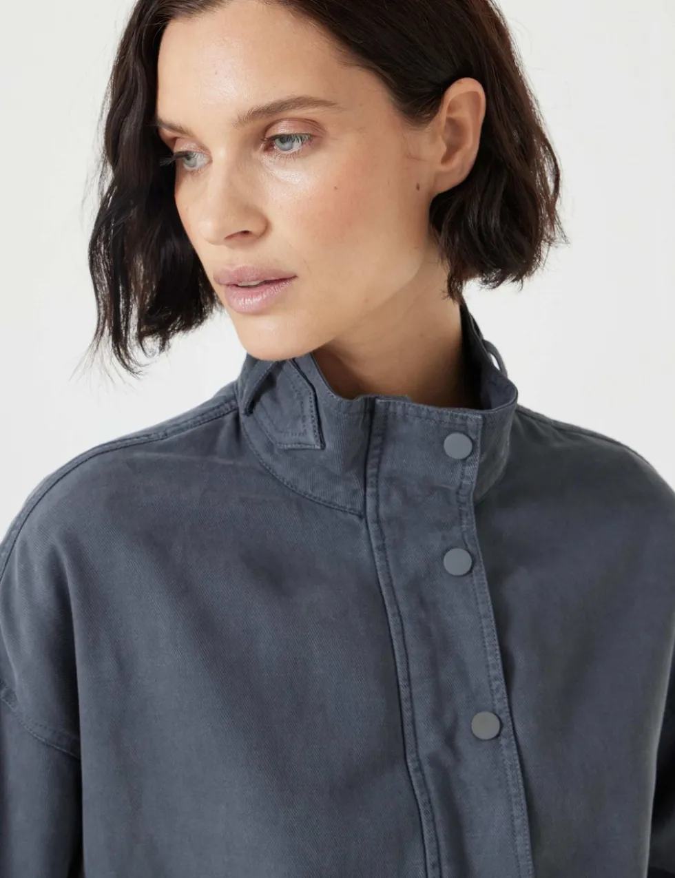 Cotton Blend Relaxed Utility Jacket
