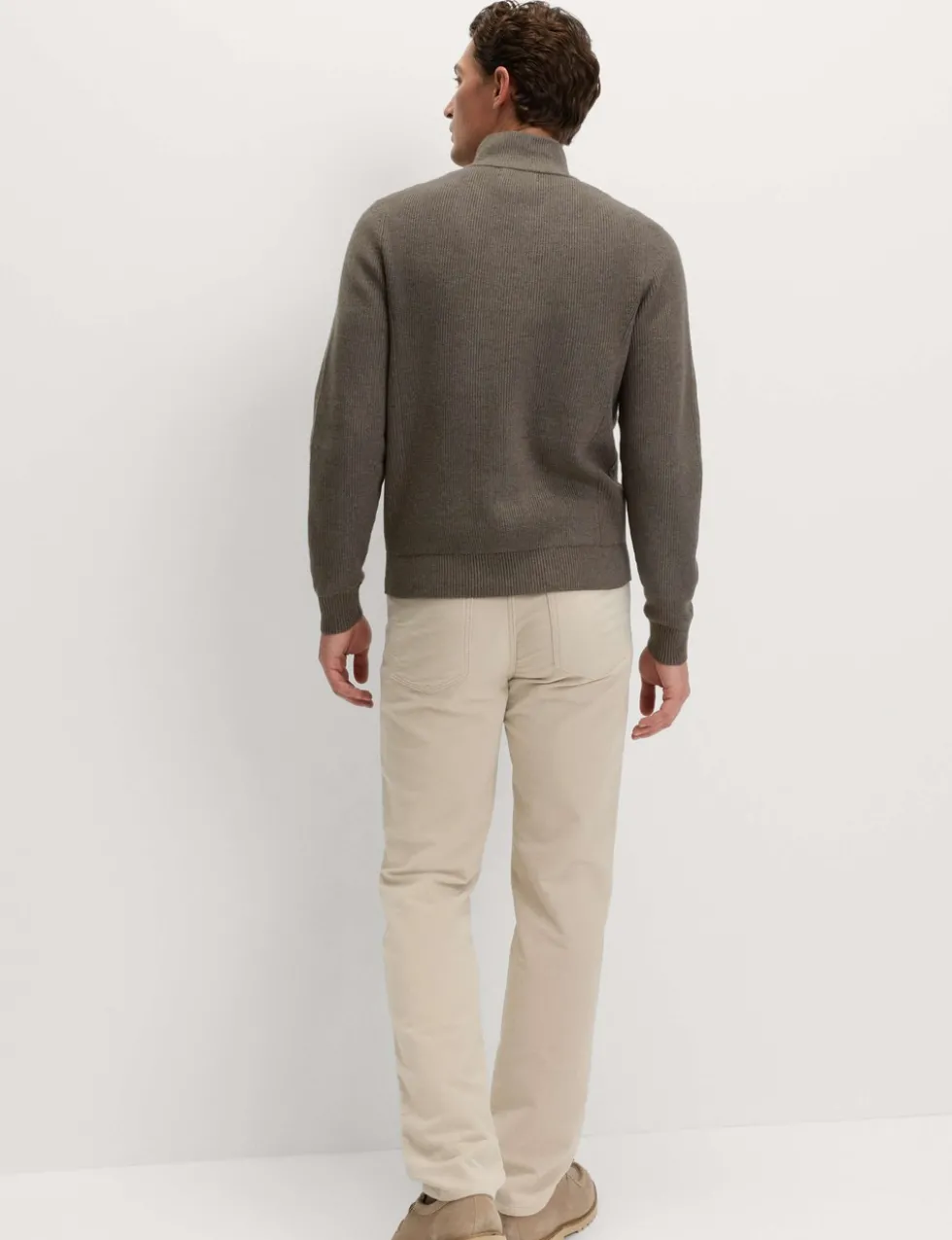 Cotton Blend Ribbed Half Zip Jumper