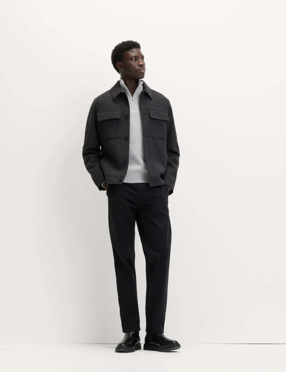 Cotton Blend Ribbed Half Zip Jumper