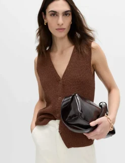 Cotton Blend Ribbed Knitted Waistcoat
