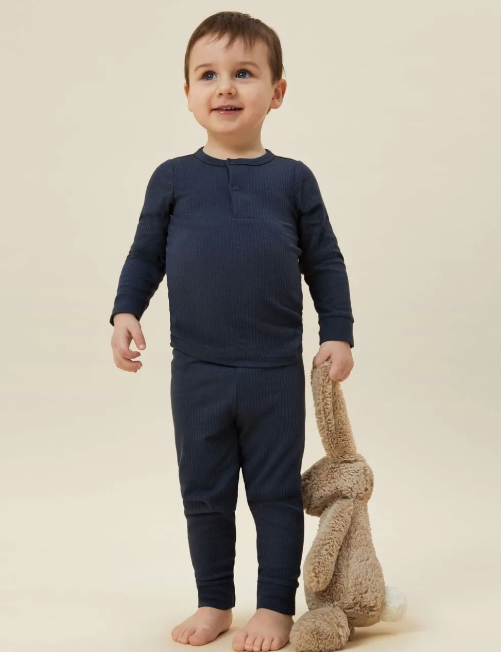 Cotton Blend Ribbed Pyjamas (0-6 Yrs)