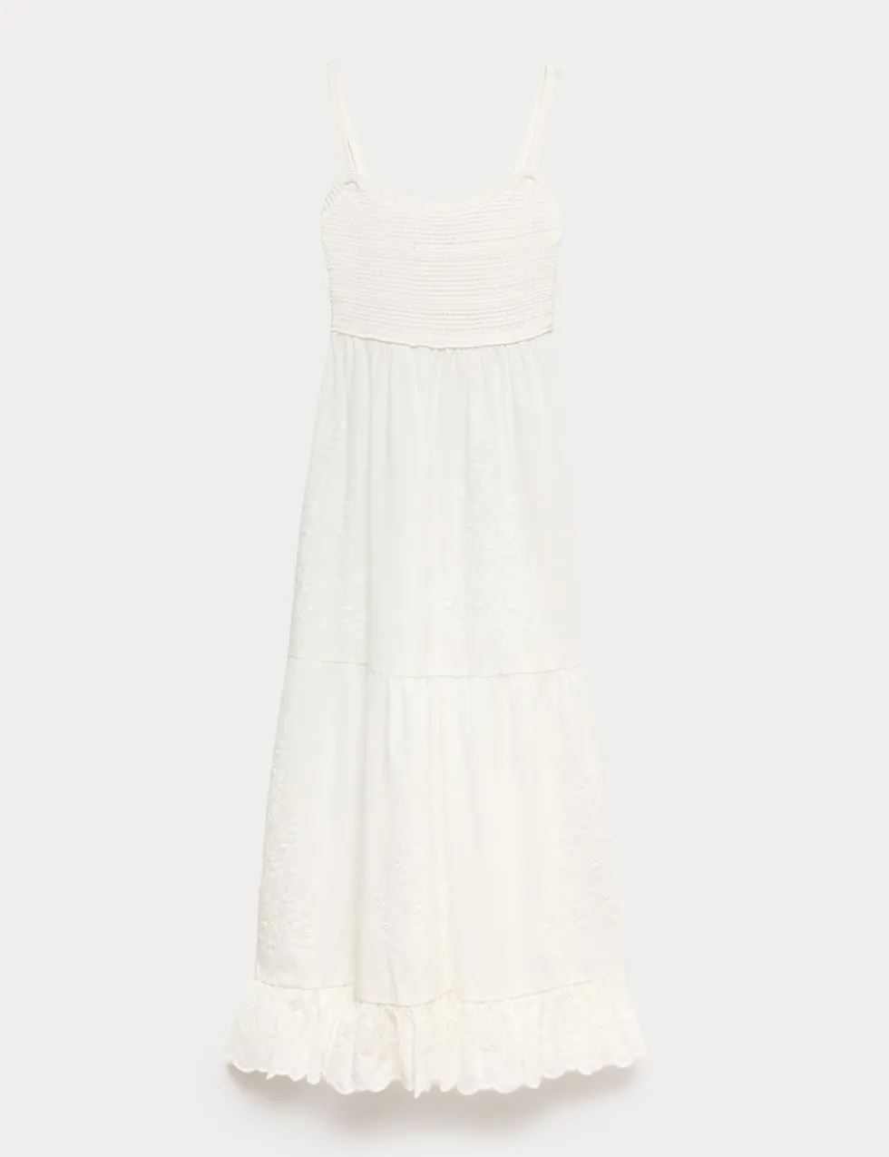 Cotton Blend Ruffle Midaxi Knitted Dress