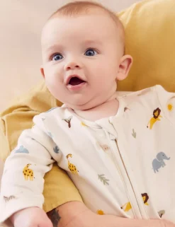 Cotton Blend Safari Sleepsuit (0-24 Mths)