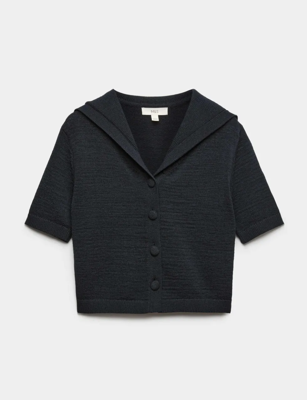 Cotton Blend Sailor Collared Cardigan
