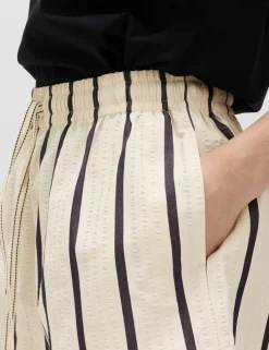 Cotton Blend Seersucker Striped Shorts