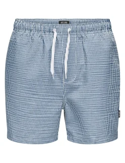 Cotton Blend Seersucker Striped Swim Shorts
