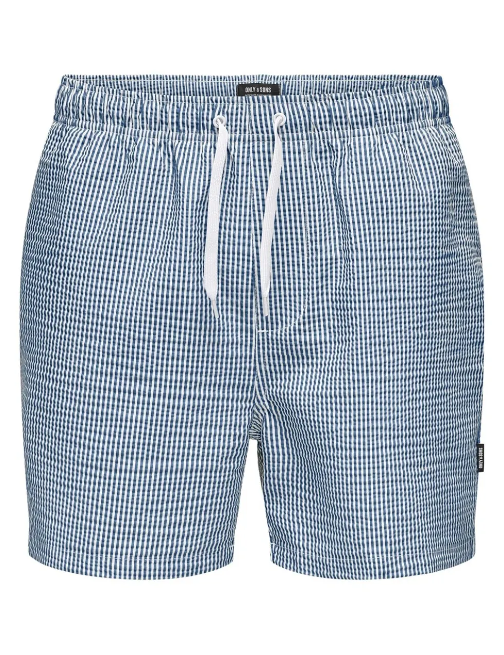 Cotton Blend Seersucker Striped Swim Shorts