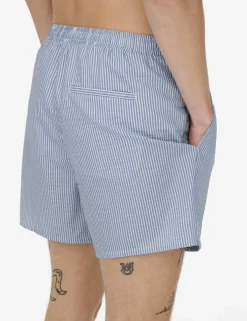 Cotton Blend Seersucker Striped Swim Shorts
