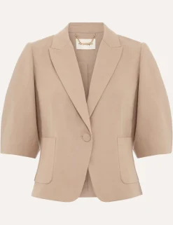 Cotton Blend Single Breasted Cropped Blazer