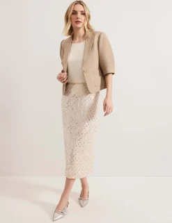 Cotton Blend Single Breasted Cropped Blazer