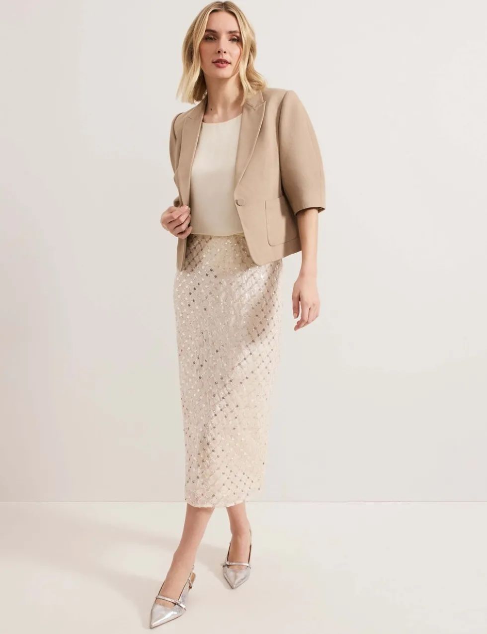 Cotton Blend Single Breasted Cropped Blazer
