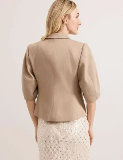 Cotton Blend Single Breasted Cropped Blazer