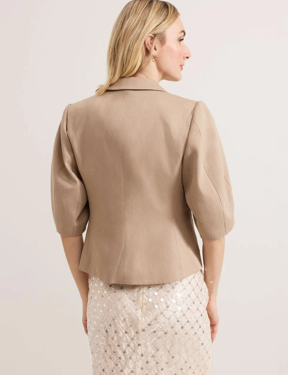 Cotton Blend Single Breasted Cropped Blazer