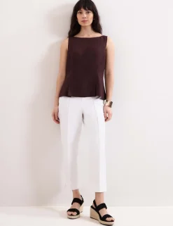 Cotton Blend Slim Fit Cropped Trousers