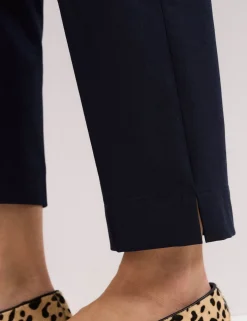 Cotton Blend Slim Fit Cropped Trousers
