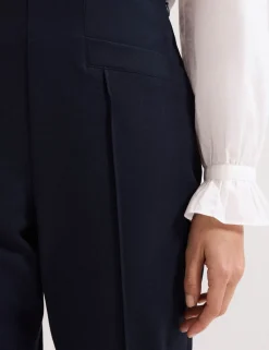 Cotton Blend Slim Fit Cropped Trousers