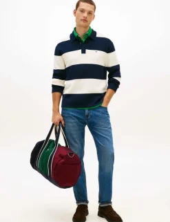 Cotton Blend Striped Knitted Polo Shirt