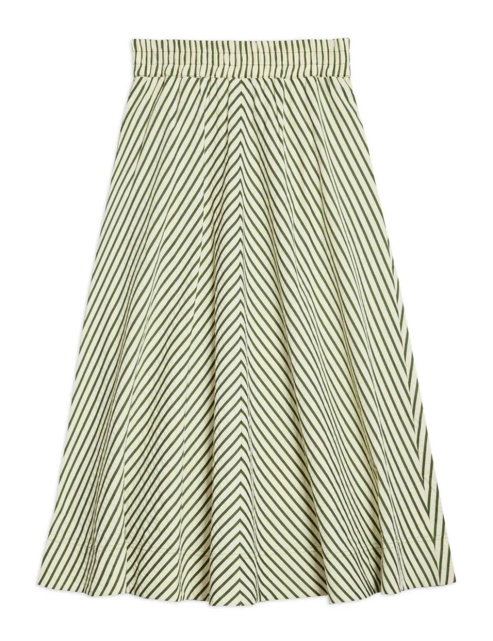 Cotton Blend Striped Midi A-Line Skirt