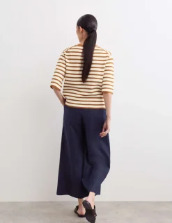 Cotton Blend Striped Relaxed Knitted Top