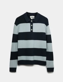 Cotton Blend Striped Rugby Shirt
