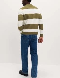 Cotton Blend Striped Rugby Shirt
