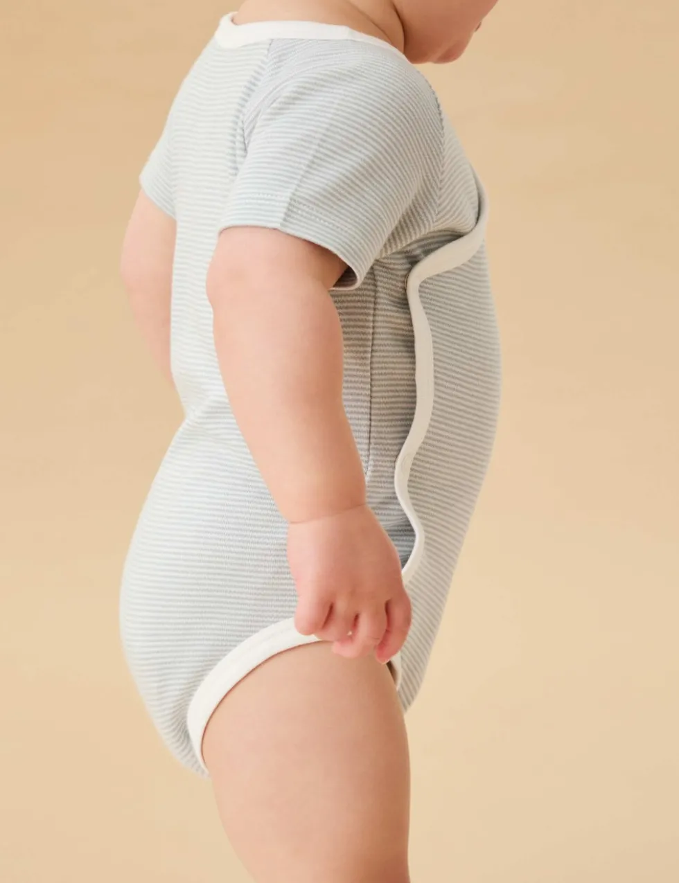 Cotton Blend Striped Wrap Bodysuit (7lbs-18 Mths)