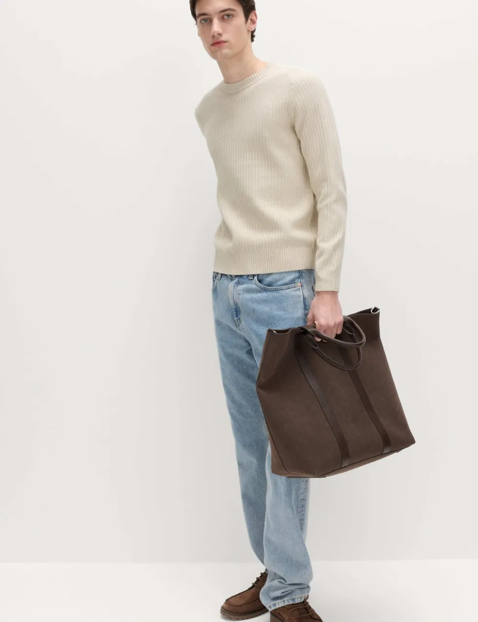 Cotton Blend Textured Crew Neck Jumper