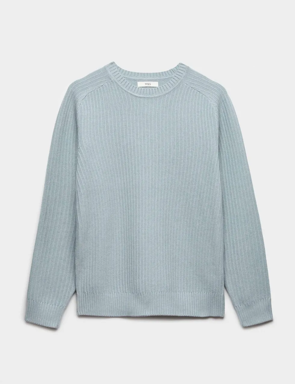 Cotton Blend Textured Crew Neck Jumper