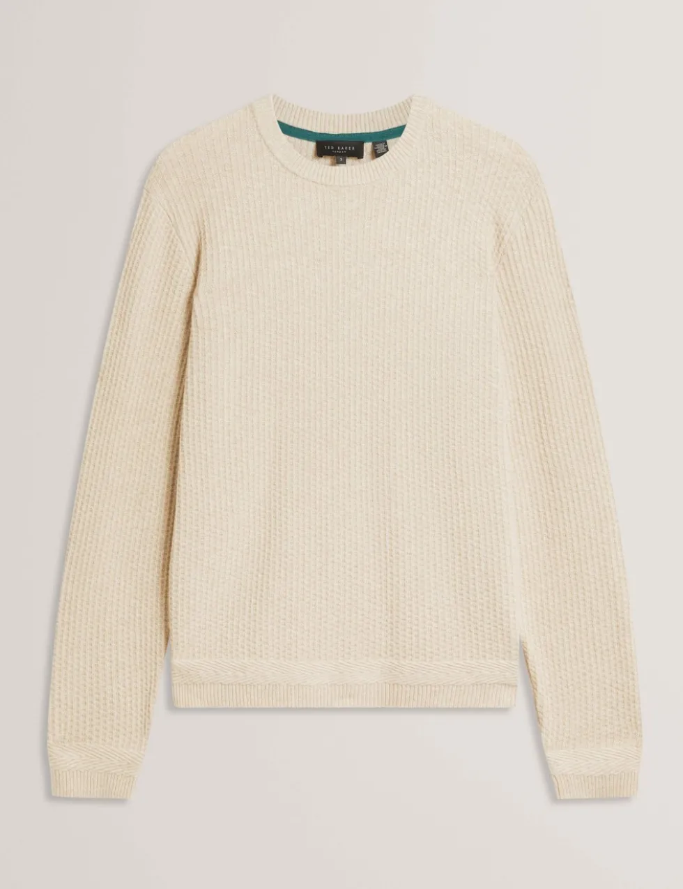 Cotton Blend Textured Crew Neck Jumper