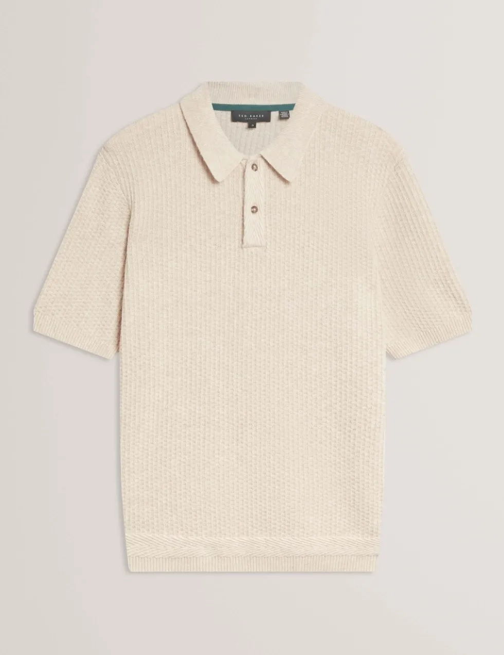 Cotton Blend Textured Knitted Polo Shirt