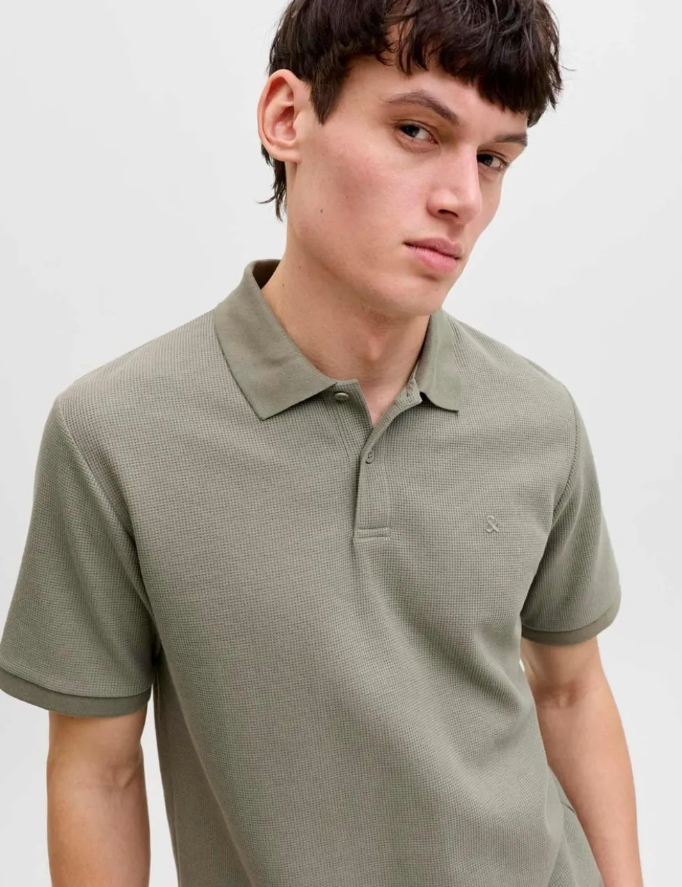 Cotton Blend Textured Polo Shirt