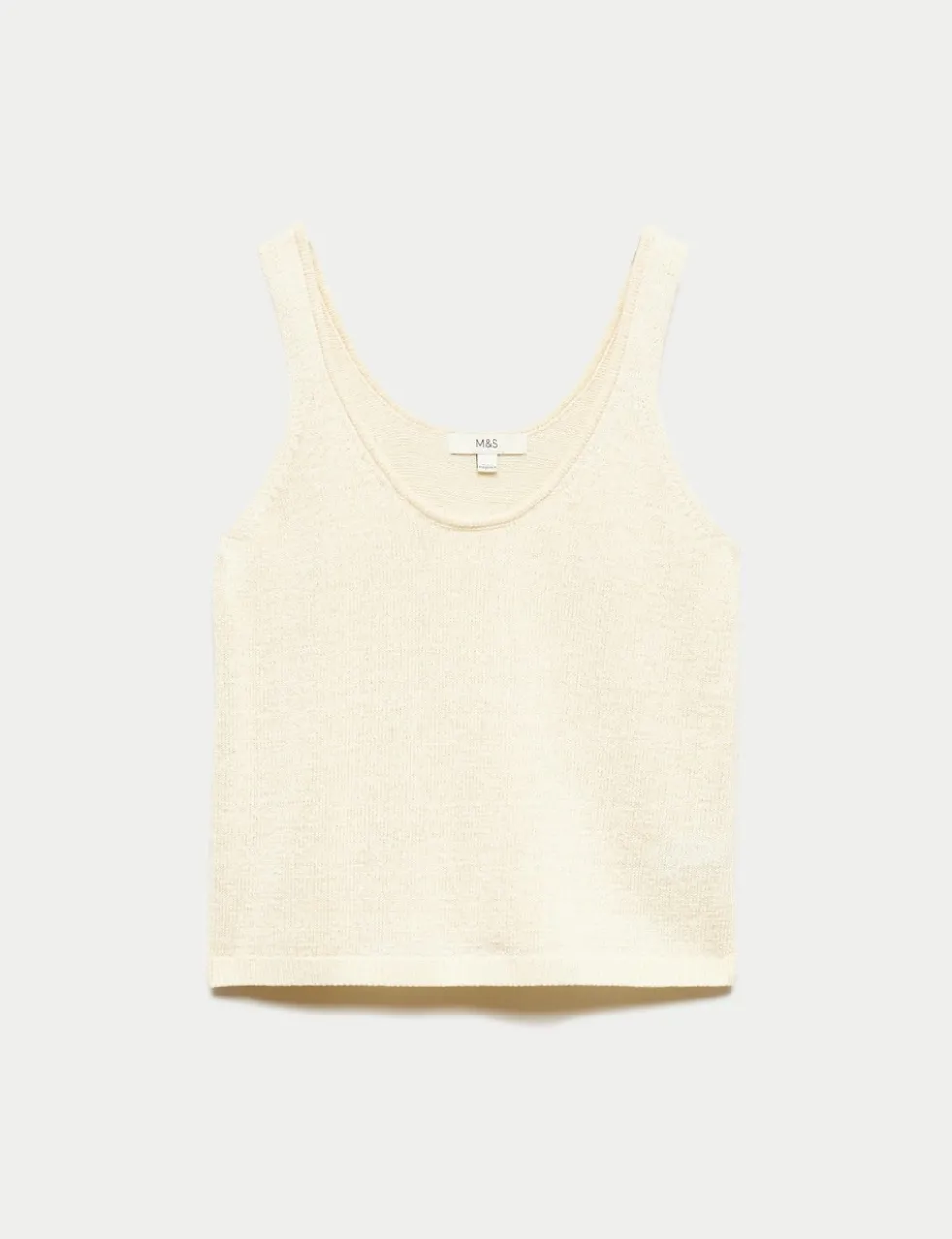 Cotton Blend Textured Scoop Neck Knitted Vest