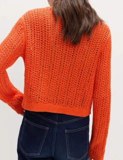 Cotton Blend Textured Slim Fit Cardigan