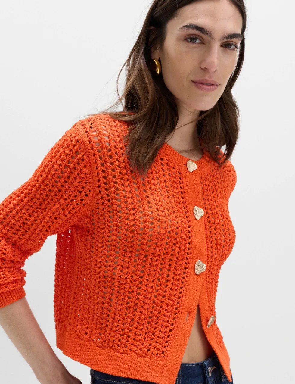 Cotton Blend Textured Slim Fit Cardigan