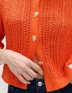 Cotton Blend Textured Slim Fit Cardigan
