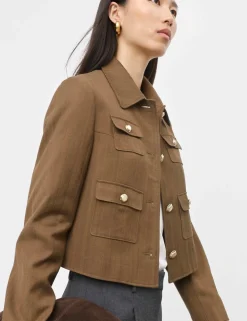 Cotton Blend Twill Cropped Jacket
