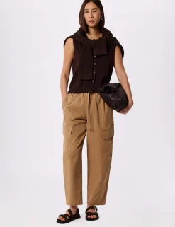 Cotton Blend Utility Barrel Leg Trouser