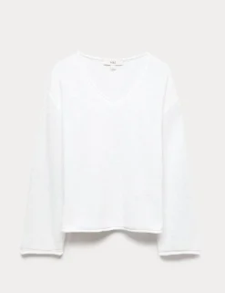 Cotton Blend V-Neck Slim Fit Jumper